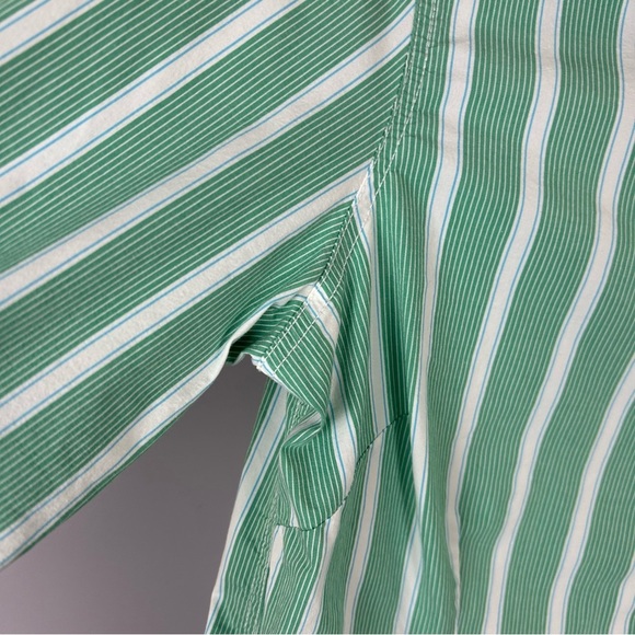 L.L. Bean Green and White Striped Shirt Size Medium - Picture 5 of 12